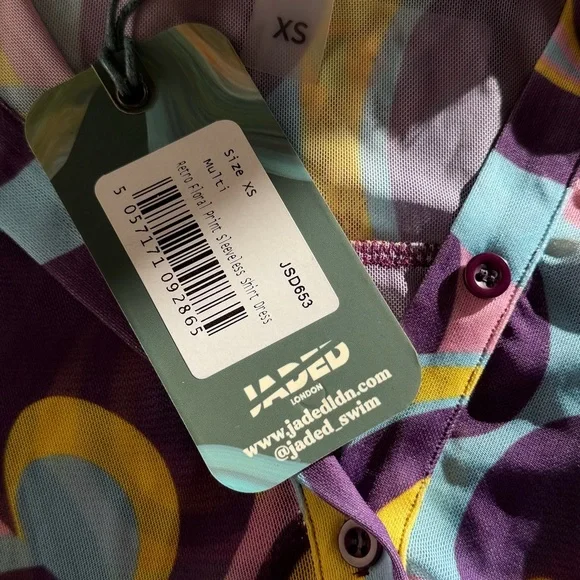 NWT Jaded London Retro Floral Print Mesh Sleeveless Shirt Dress XS DOLLSKILL - Picture 6 of 10